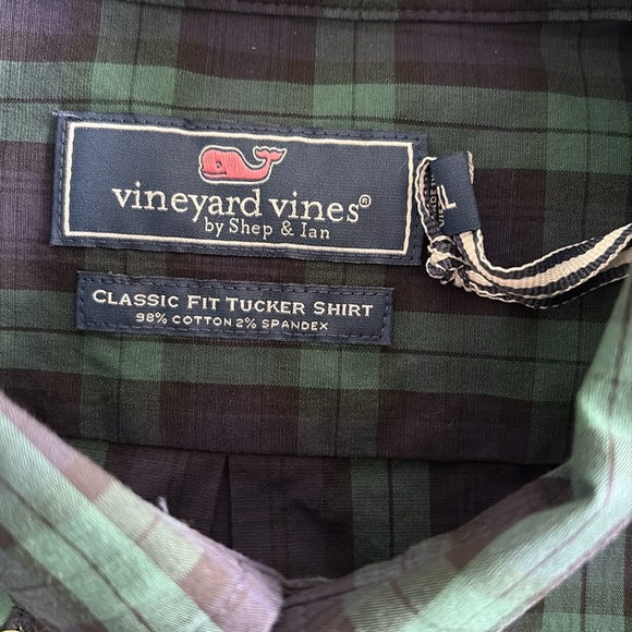 Vineyard Vines Men's Green and Blue Plaid Shirt - Picture 5 of 7